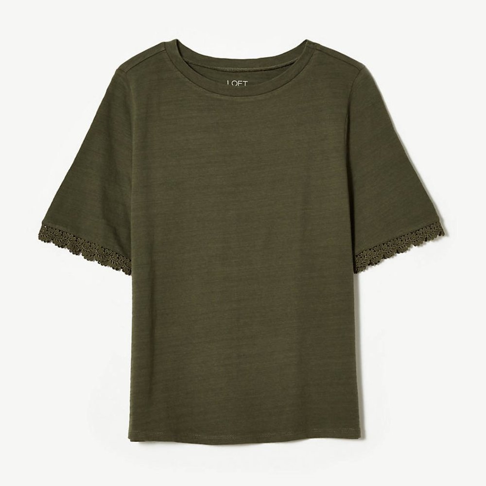 LOFT Outlet Lace Sleeve Tee